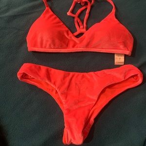 Velvet coral swim bikini small